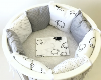 Комплект в кроватку Бязь 5 в 1, овечки-горох - Интернет-магазин детских товаров Зайка моя Екатеринбург