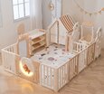 Манеж UNIX Kids DeLuxe House&Storage Camel (180x200см) с игровым домиком, баскетбольной стойкой, доской для рисования, качелями + место для хранения игрушек - Интернет-магазин детских товаров Зайка моя Екатеринбург