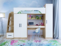 Кровать чердак Тея Ярофф со шкафом - Интернет-магазин детских товаров Зайка моя Екатеринбург