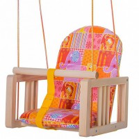 Качели деревянные подвесные, мягкое сиденье Гном - Интернет-магазин детских товаров Зайка моя Екатеринбург