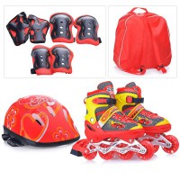 Ролики раздвижные с комплектом защиты, красные в сумке размер L39-42 (U028432Y) - Интернет-магазин детских товаров Зайка моя Екатеринбург