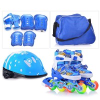 Ролики раздвижные с комплектом защиты, синие в рюкзаке размер L39-42 (U028435Y) - Интернет-магазин детских товаров Зайка моя Екатеринбург