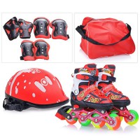 Ролики раздвижные с комплектом защиты, красные в рюкзаке размер L39-42 (U028435Y) - Интернет-магазин детских товаров Зайка моя Екатеринбург