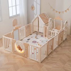 Манеж UNIX Kids DeLuxe House / Делюкс Дом бежевый, 180 x 200 см - Интернет-магазин детских товаров Зайка моя Екатеринбург