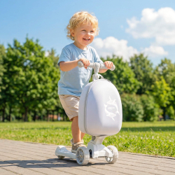 Самокат UNIX Kids Backpack Ocean / Океан с рюкзаком серый - Интернет-магазин детских товаров Зайка моя Екатеринбург