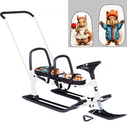 Двухместный снегокат Барс с толкателем и складными спинками Snowkat Twins Baby Push, арт. 505 - Интернет-магазин детских товаров Зайка моя Екатеринбург