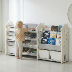 Стеллаж для игрушек и книг UNIX Kids Сastle / Замок серый - Интернет-магазин детских товаров Зайка моя Екатеринбург