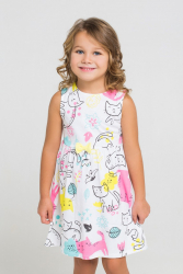 Платье для девочки кошки с цветами на белом Crockid, арт. К 5433 - Интернет-магазин детских товаров Зайка моя Екатеринбург