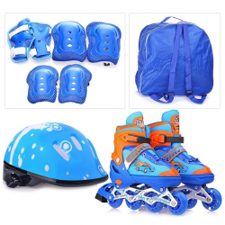 Ролики раздвижные с комплектом защиты, синие в сумке размер L39-42 (U028432Y) - Интернет-магазин детских товаров Зайка моя Екатеринбург