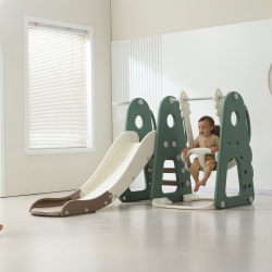 Горка с качелями UNIX Kids Dino / Дино зеленый - Интернет-магазин детских товаров Зайка моя Екатеринбург
